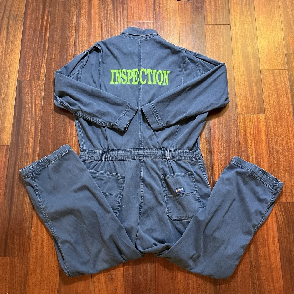 Lapco FR Coveralls Mens XL Blue Flame Resistant Mechanic Workwear Oil Rig Read *